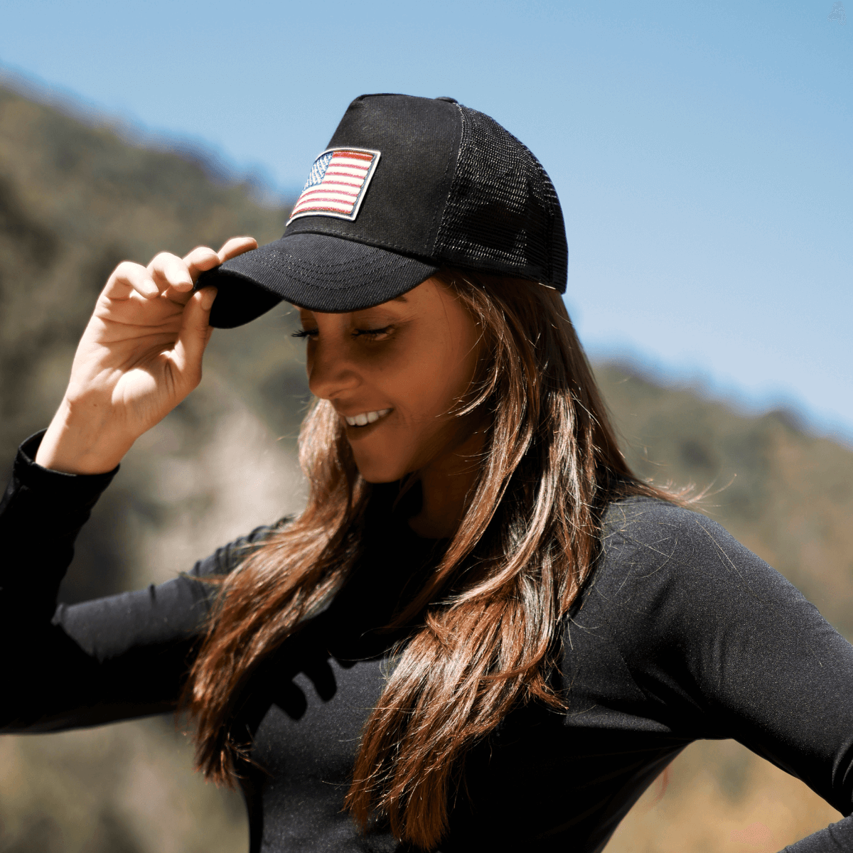 American Flag Trucker Hat – Breathable Mesh, Adjustable Snapback