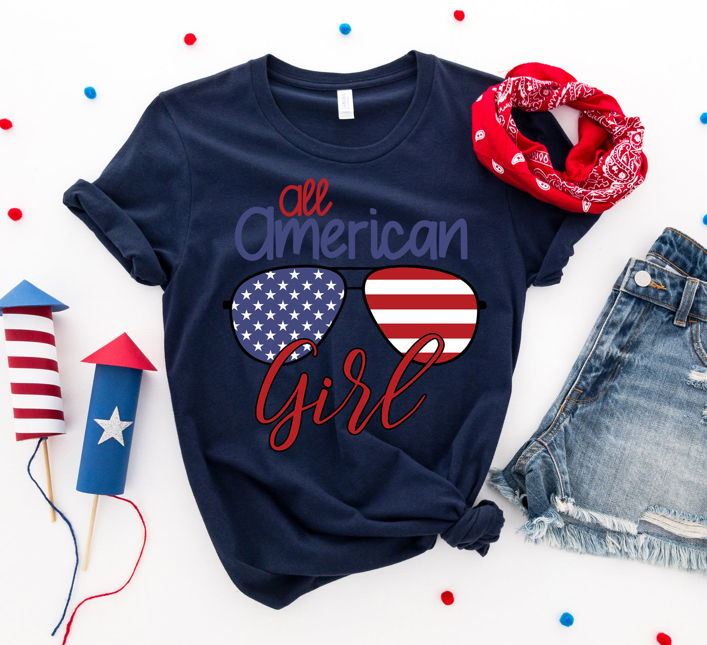All American Girl T-Shirt – 4th of July Graphic Tee