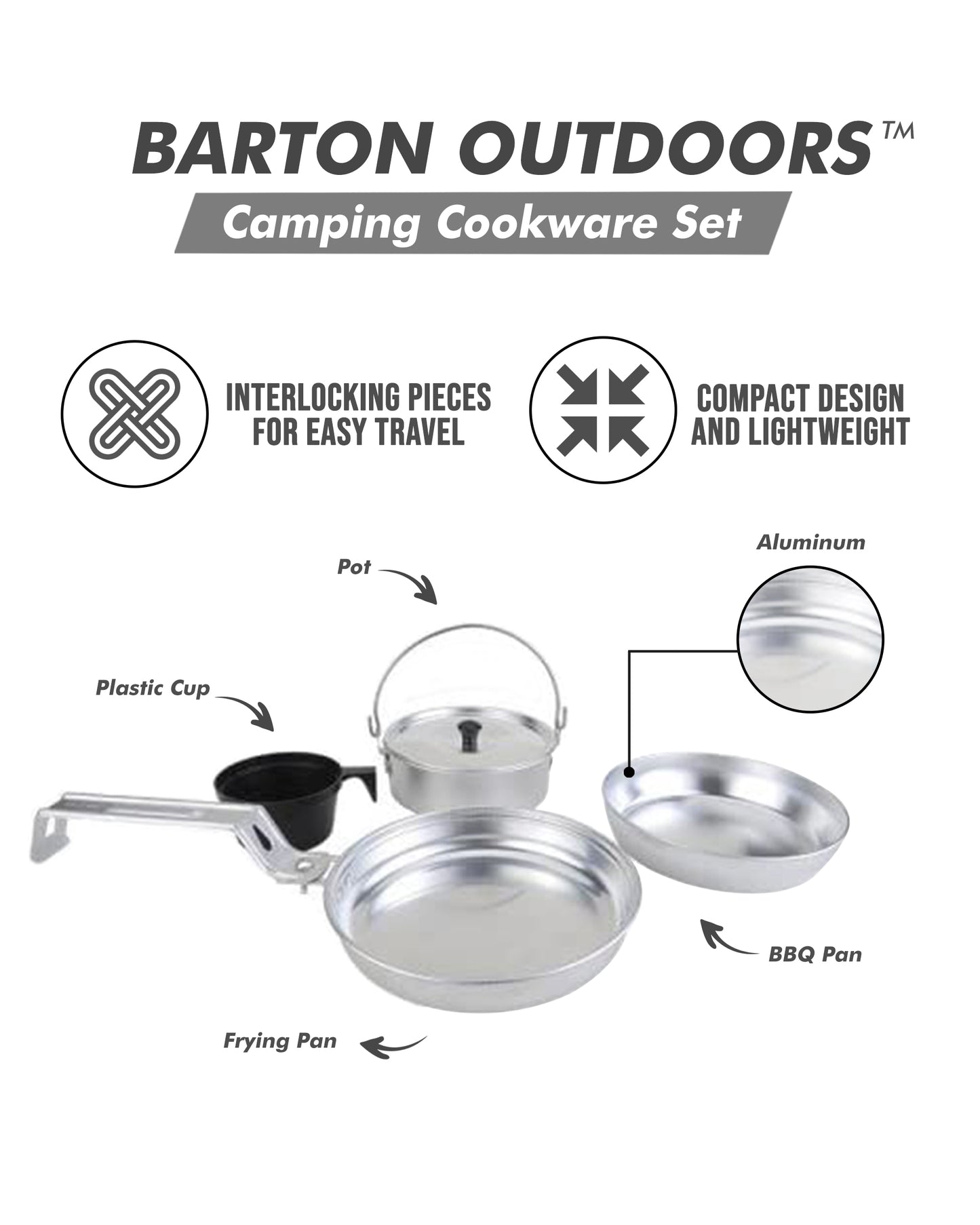 Lightweight Aluminum Camping Cookware Set – Compact &amp; Durable for Outdoor Cooking
