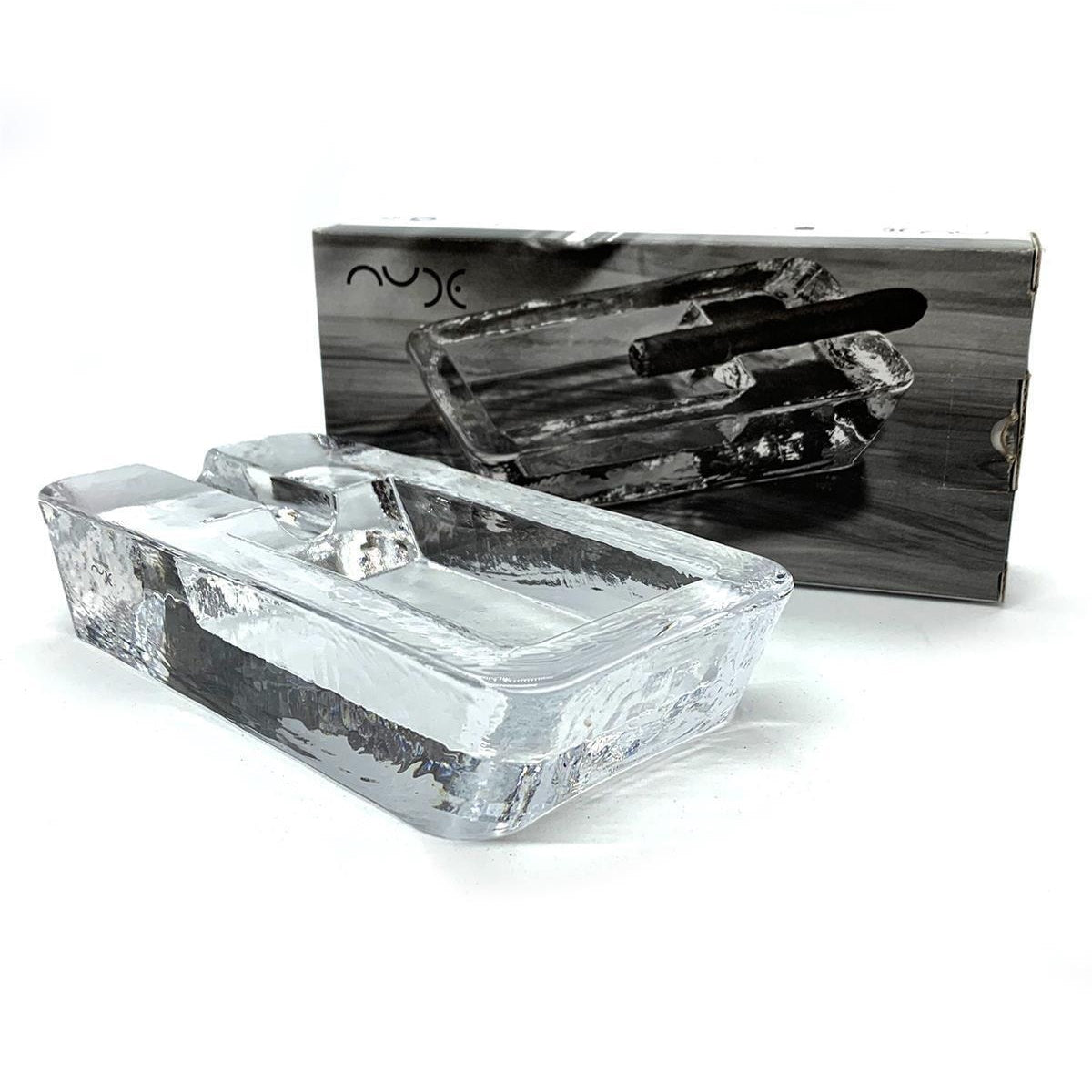 Handmade Crystal Glass Cigar Ashtray – Windproof, Heavyweight Design for Indoor &amp; Outdoor Use