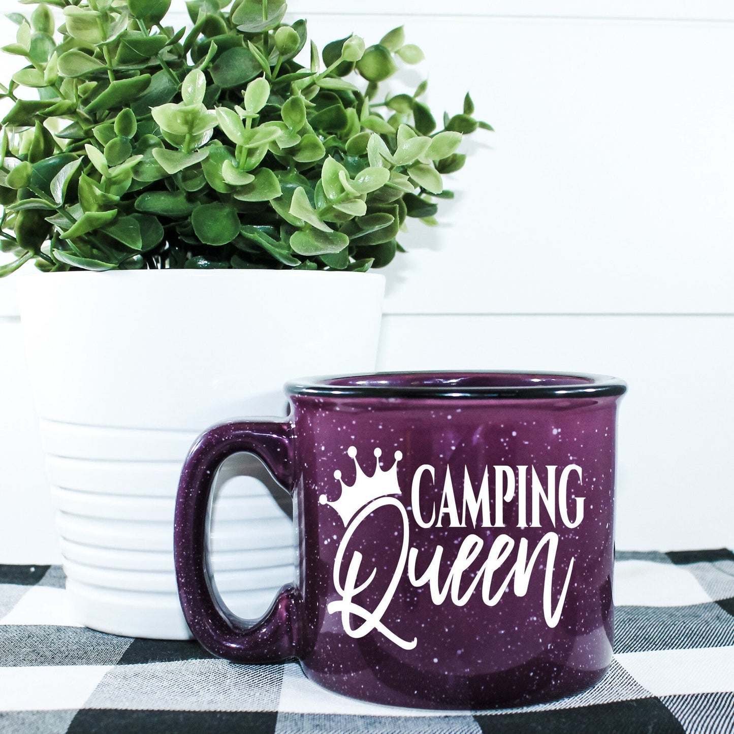 Camping Queen Campfire Mug – 15 oz Ceramic Mug for Outdoor Coffee &amp; Cocoa Lovers