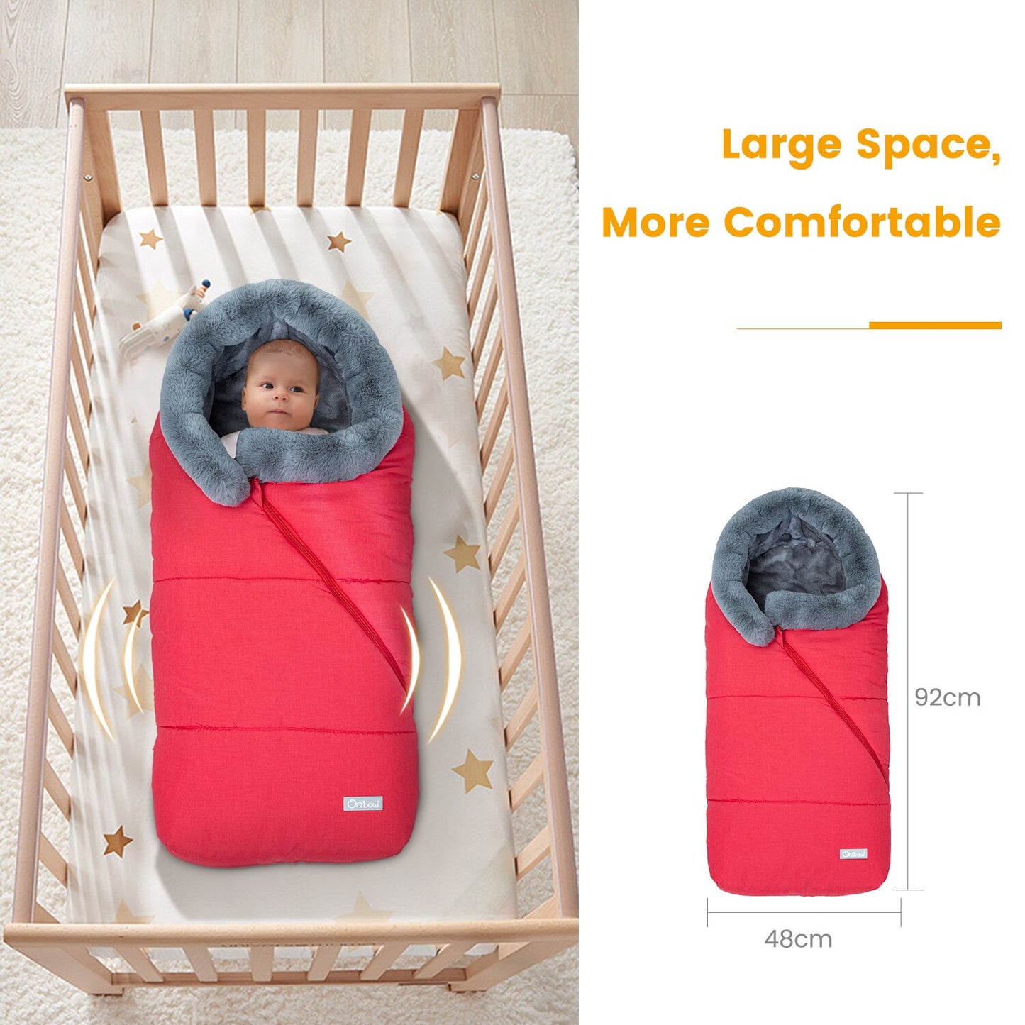 Winter Baby Sleeping Bag – Hooded Infant Stroller Sleepsack with Faux Fur Collar