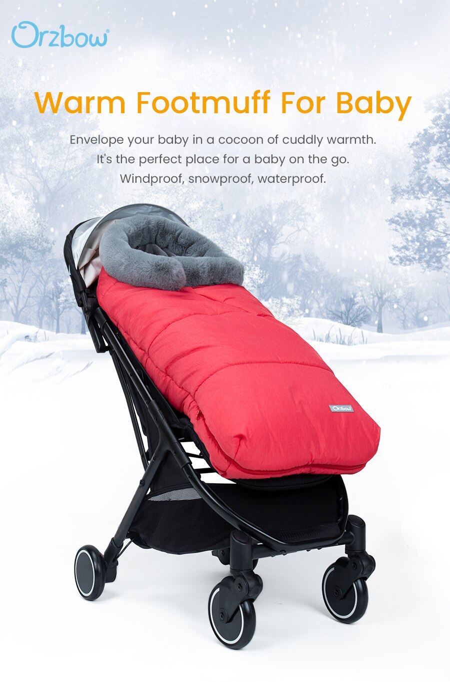 Winter Baby Sleeping Bag – Hooded Infant Stroller Sleepsack with Faux Fur Collar