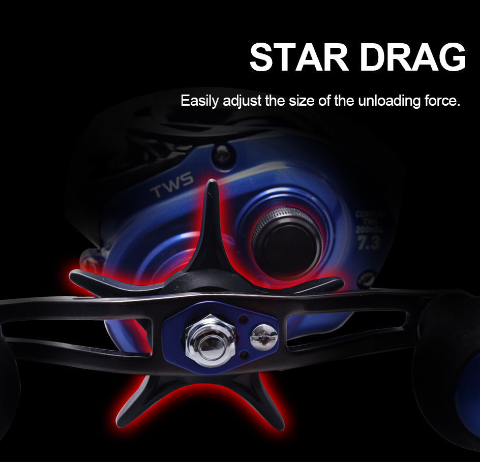 200HS / 200HSL COASTAL-TWS Baitcasting Reel – 7.3:1 Gear Ratio | SV Spool | 8BB | Max Drag 7kg