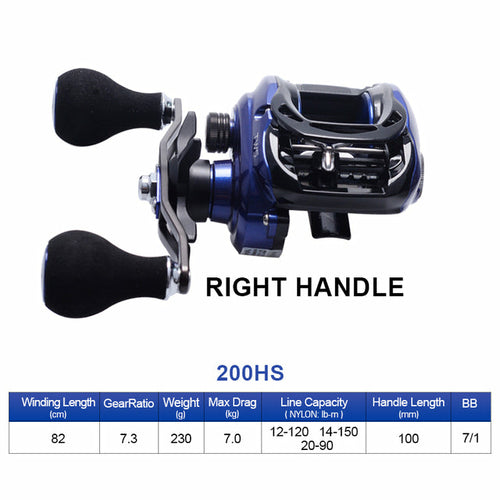 200HS / 200HSL COASTAL-TWS Baitcasting Reel – 7.3:1 Gear Ratio | SV Spool | 8BB | Max Drag 7kg