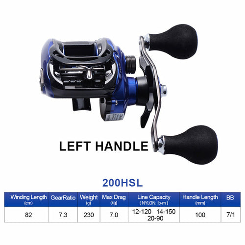 200HS / 200HSL COASTAL-TWS Baitcasting Reel – 7.3:1 Gear Ratio | SV Spool | 8BB | Max Drag 7kg