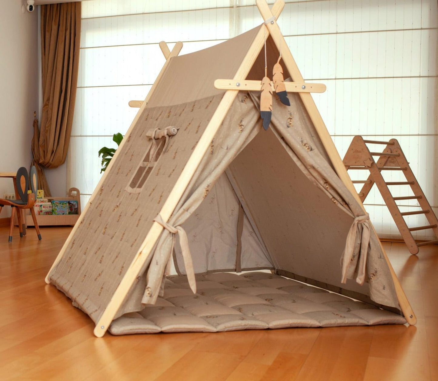 XL Bunny Play Tent &amp; Play Mat Set – Indoor &amp; Outdoor Kids Teepee Tent with Lights